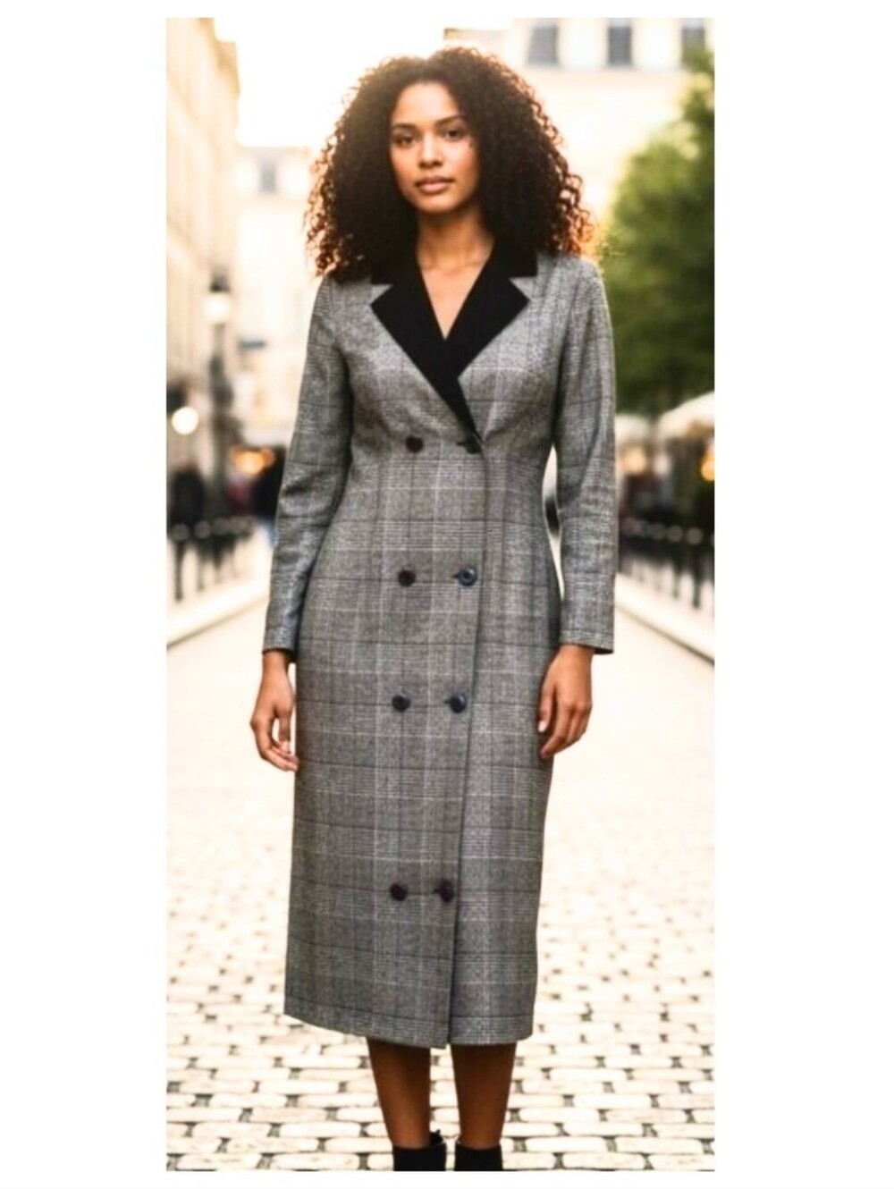 Vintage 70-80s Carol Anderson Glen Plaid Long Sleeve Dress Double Breasted